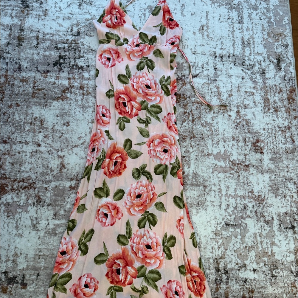 Forever 21 Blush and Green Floral Maxi Dress